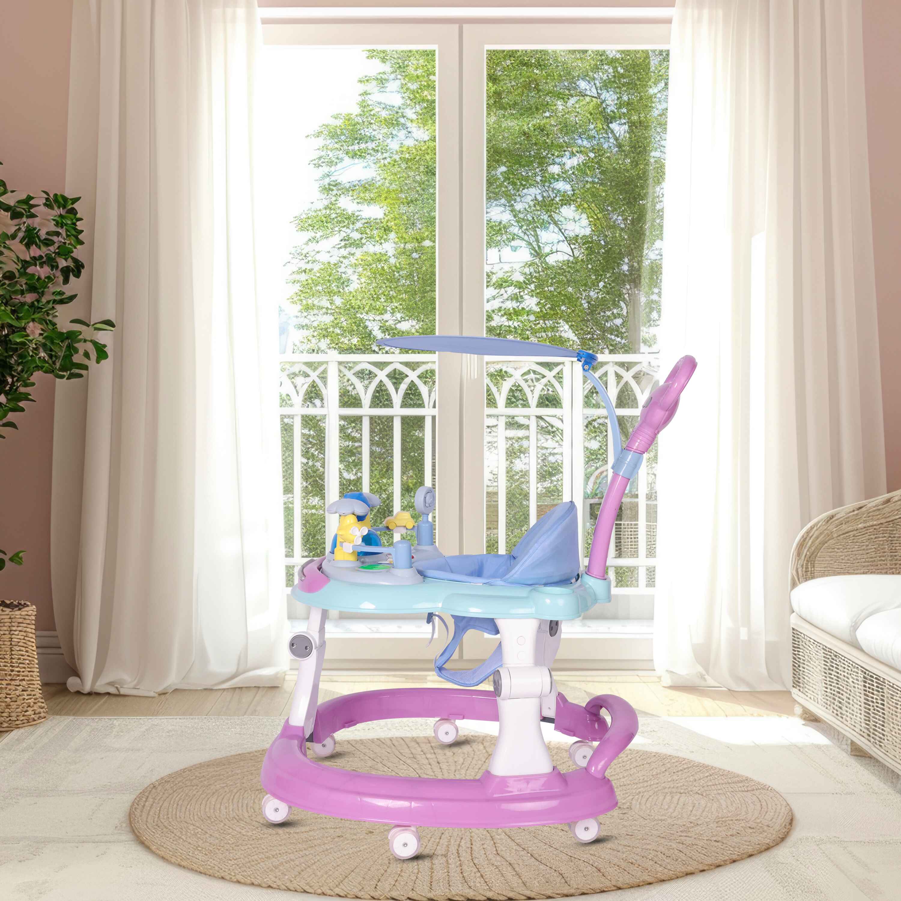 Koko Twita Baby Walker With Sun Shield - Pink